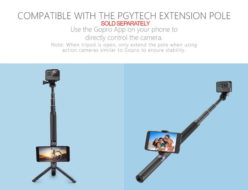 PGYTECH Hand Grip & Tripod for Action Camera DJI Pocket 2/GoPRo HERO/Xiaomi Yi