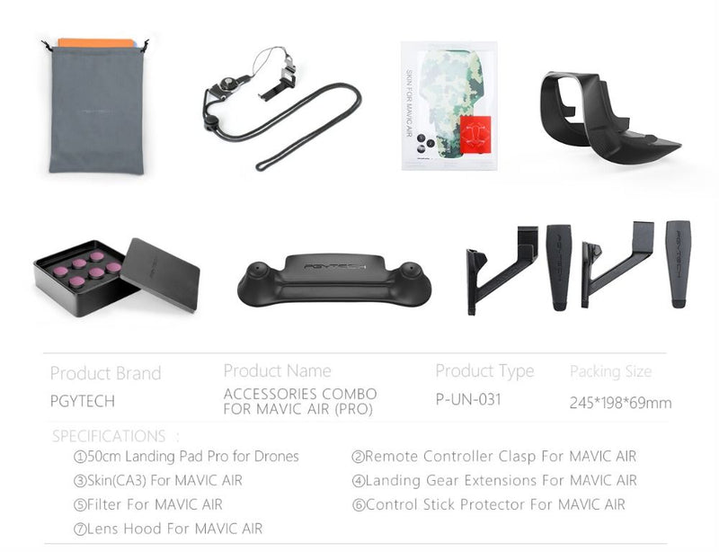 PGYTECH 7pcs (Pro) Accessories Combo Set for Mavic AIR
