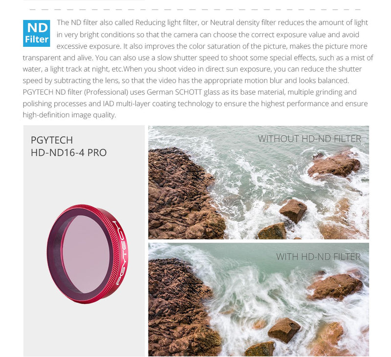 PGYTECH (Pro) ND-PL Gradient Filter Set (ND8-GR/ND16-4/ND32-8) for OSMO Action