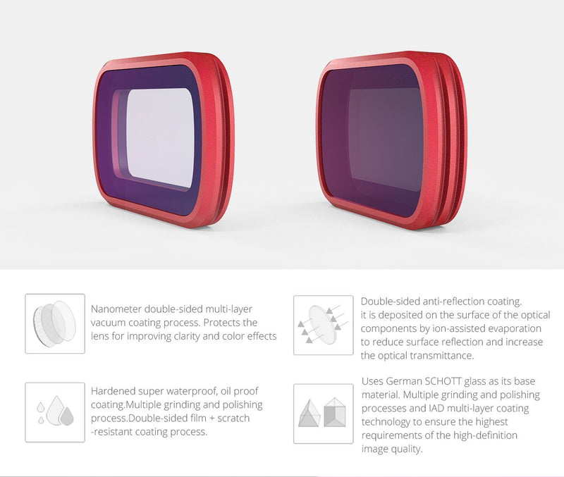 PGYTECH Diving Filter Set (MAGENTA/SNORKEL/RED Professional) for OSMO Pocket