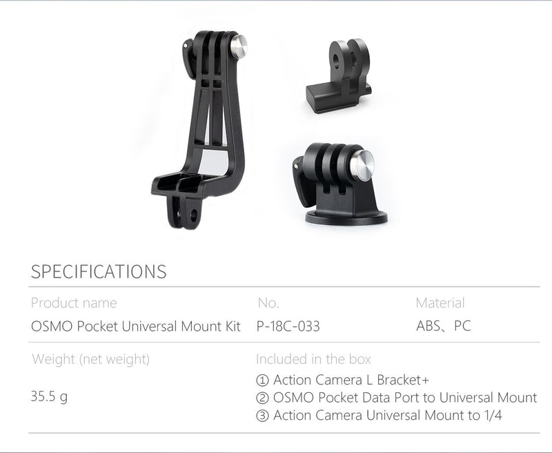 PGYTECH Universal Mount Kit for DJI Pocket 2 / OSMO Pocket