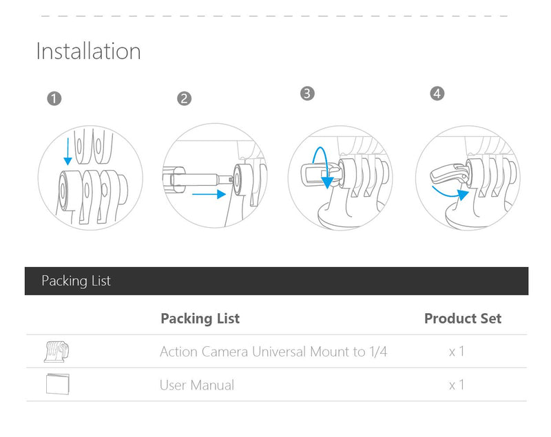 PGYTECH OSMO Pocket Action Camera Universal Mount to 1/4