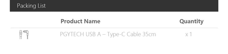 PGYTECH USB A to Type-C Cable 35cm