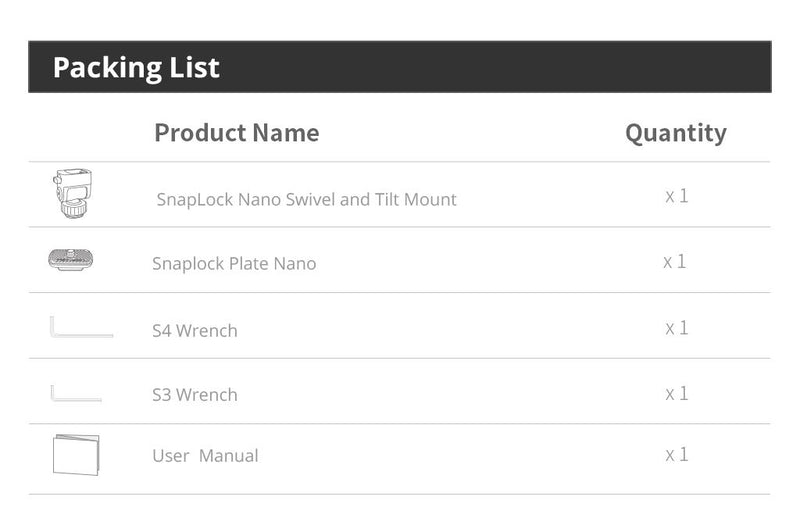 PGYTECH SnapLock Nano Swivel and Tilt Mount