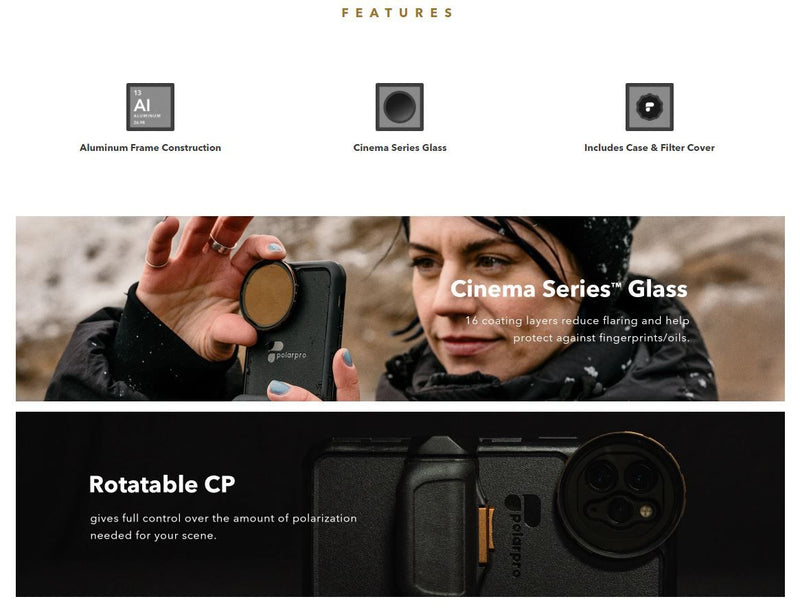 PolarPro LiteChaser Pro Circular Polarizer (CP) Filter for iPhone 12
