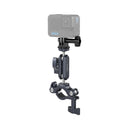 SmallRig Handlebar Clamp 4191 securely mounted on a bike handlebar, compatible with GoPro and other action cameras.