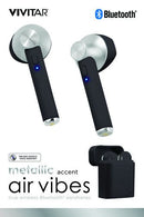 Vivitar AirVibes Metallic Accent Bluetooth Earphones (Silver/Black)