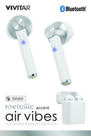 Vivitar AirVibes Metallic Accent Bluetooth Headphones (Silver/White)